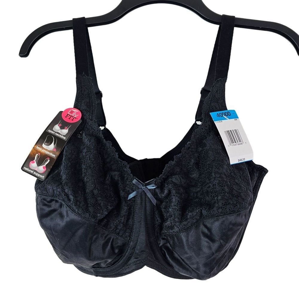 NWT Lily Fit Black Underwire Bra Size Comfort Natural Support 40DDD 40F LY0428